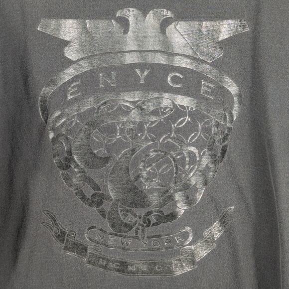 Enyce L Black Metallic Crest Logo T-Shirt Y2K Streetwear Hip Hop Graphic Tee - Picture 2 of 5